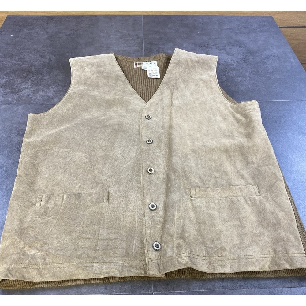 VTG Re-Union Menswear Men's Suede Sweater Vest Size XL-New with Tags
